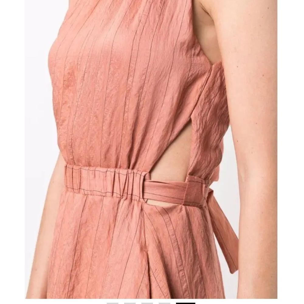 Sandro Elsa crinkled satin halter neck midi dress striped 38 ( size small) - Picture 3 of 12
